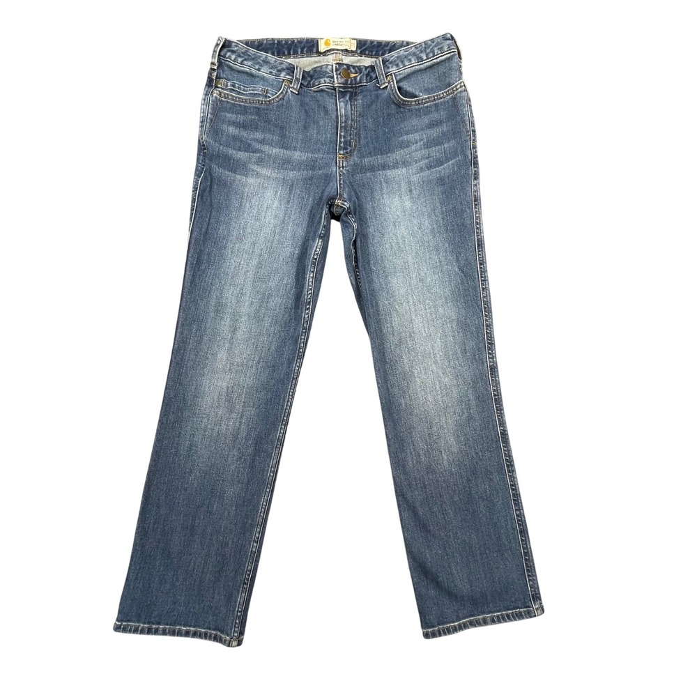 Carhartt Blue Blaine Original Fit Straight Leg Jeans Womens 12 Short